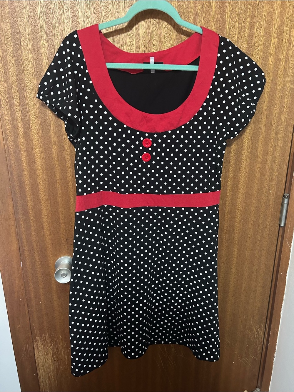 Sourpuss Black & Red Polka Dot Casual Dress